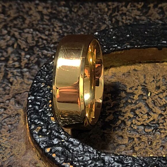 Personalized Engraved Men's Gold Promise Ring  or Wedding Band - Picture 9 of 12